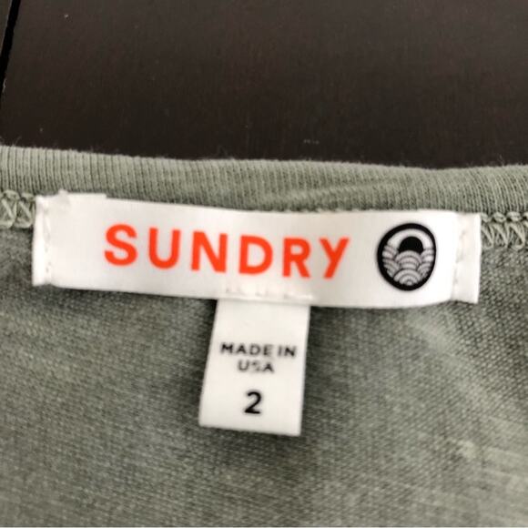 Sundry army olive green sleeveless side knotted midi dress size 2 or Medium - Picture 12 of 16